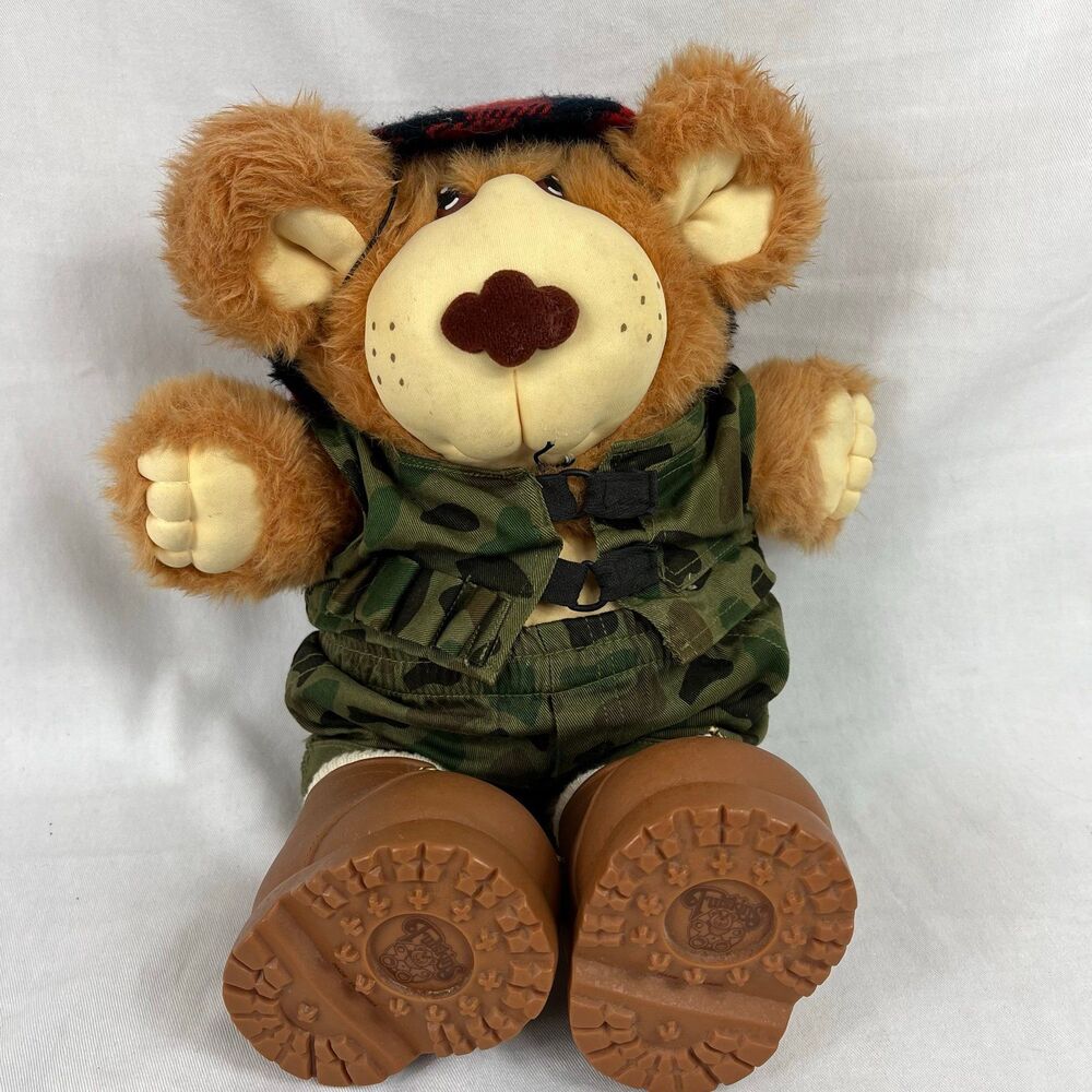 Vintage 1980s Furskins Bear Appalachian Artworks Camo Outfit Boots